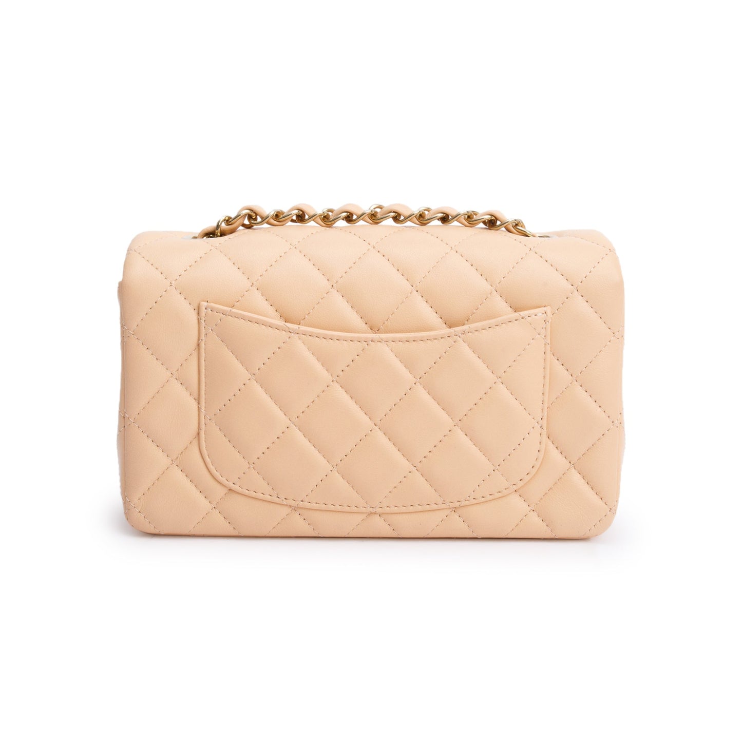 Chanel 2025 Beige Quilted Lambskin Leather Classic Mini Rectangular Flap Bag
