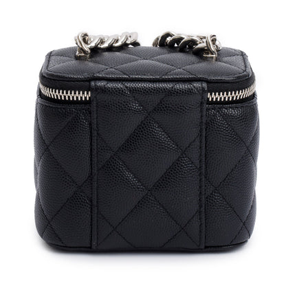 Chanel 2021 Black Caviar Leather Micro Coco Vanity Case