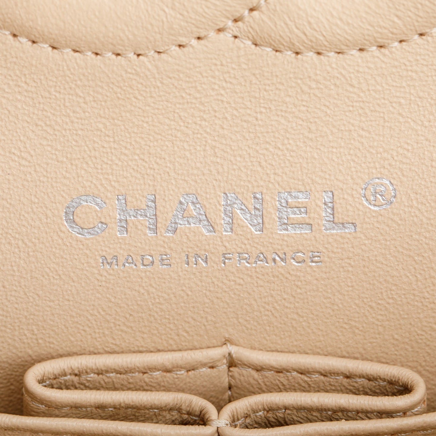 Chanel Beige Quilted Caviar Leather Classic Medium Double Flap Bag