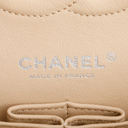 Chanel Beige Quilted Caviar Leather Classic Medium Double Flap Bag