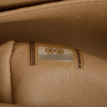 Chanel Beige Quilted Caviar Leather Classic Medium Double Flap Bag