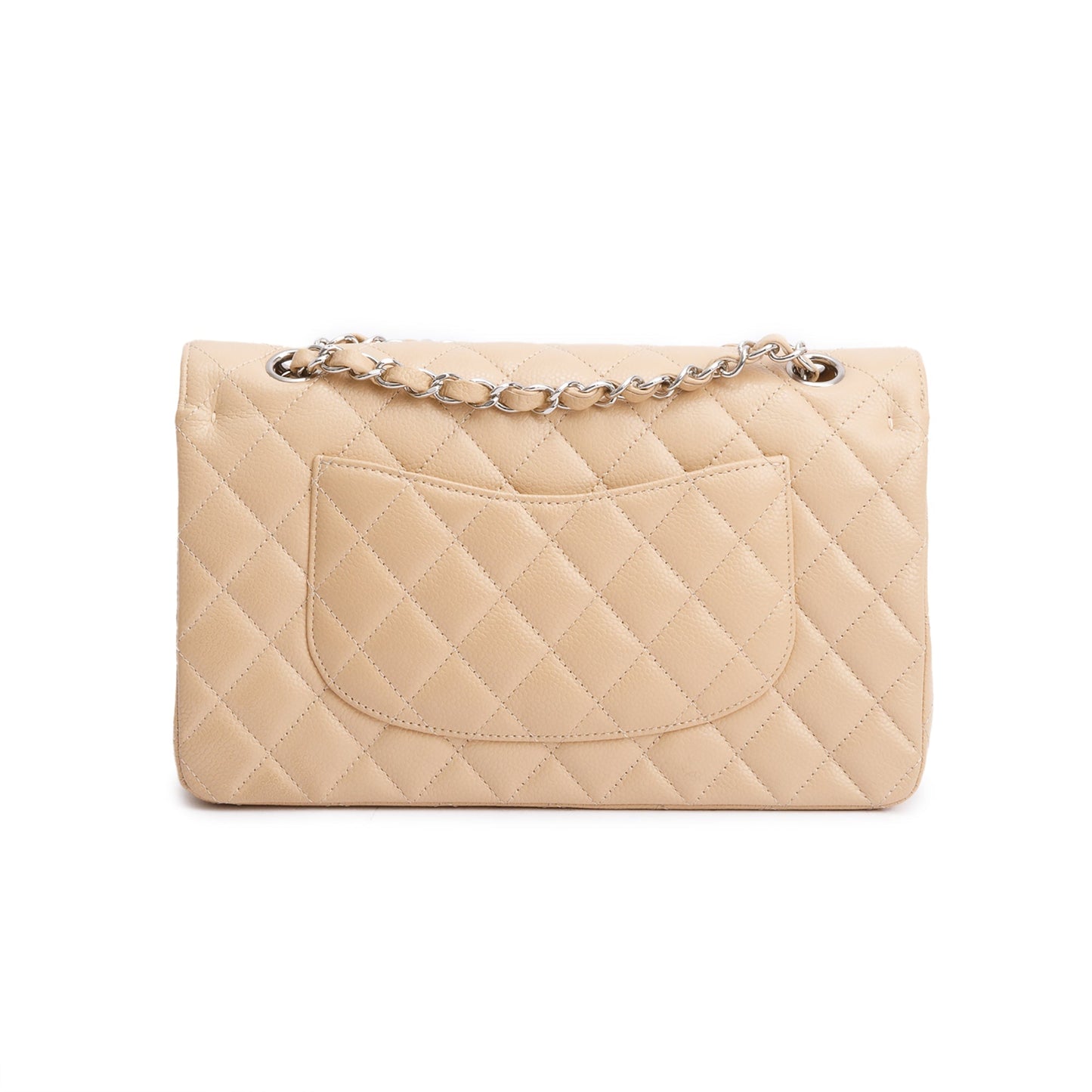 Chanel Beige Quilted Caviar Leather Classic Medium Double Flap Bag