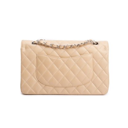 Chanel Beige Quilted Caviar Leather Classic Medium Double Flap Bag
