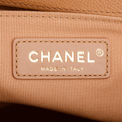 Chanel 2022 Brown Quilted Caviar Leather Medium Boy Bag