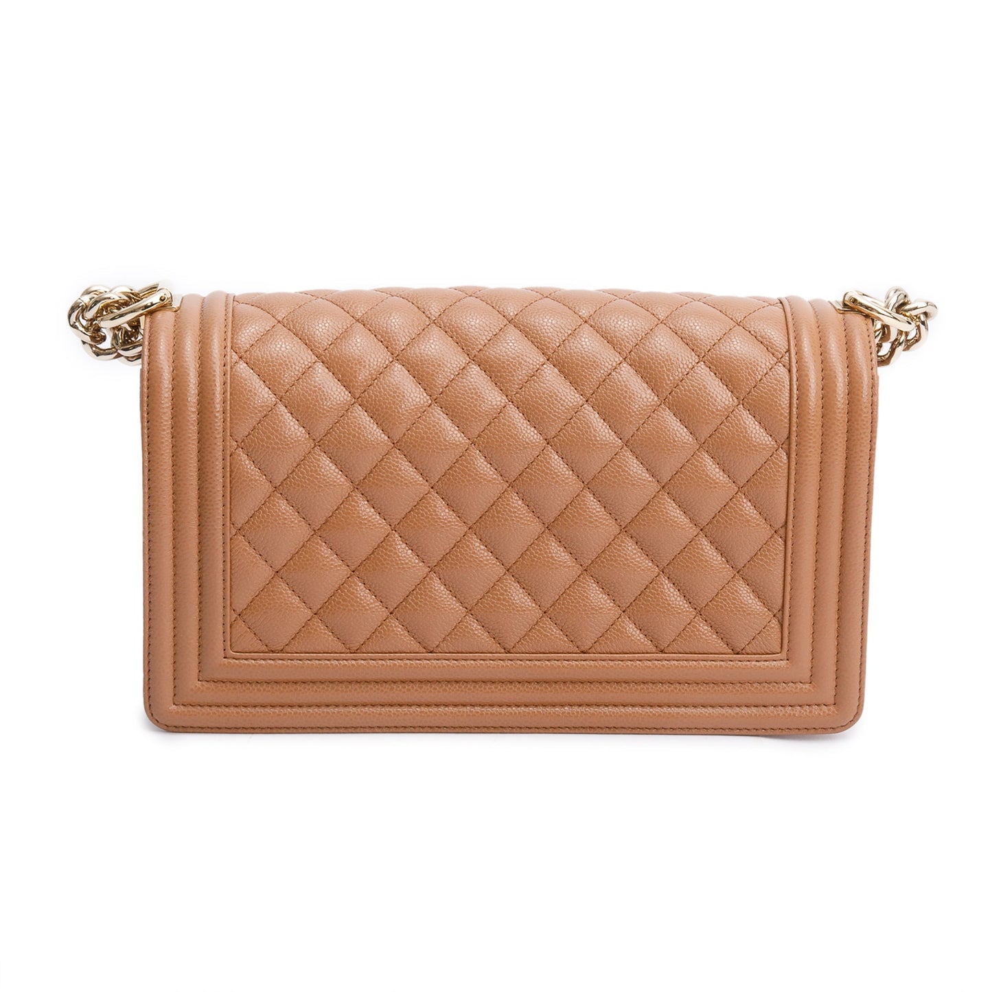 Chanel 2022 Brown Quilted Caviar Leather Medium Boy Bag