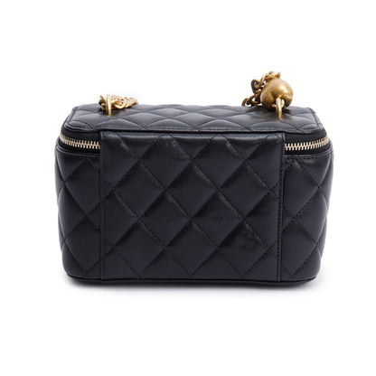 Chanel 2024 Black Quilted Caviar Leather Small Sweet Heart Vanity Case