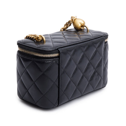 Chanel 2024 Black Quilted Caviar Leather Small Sweet Heart Vanity Case