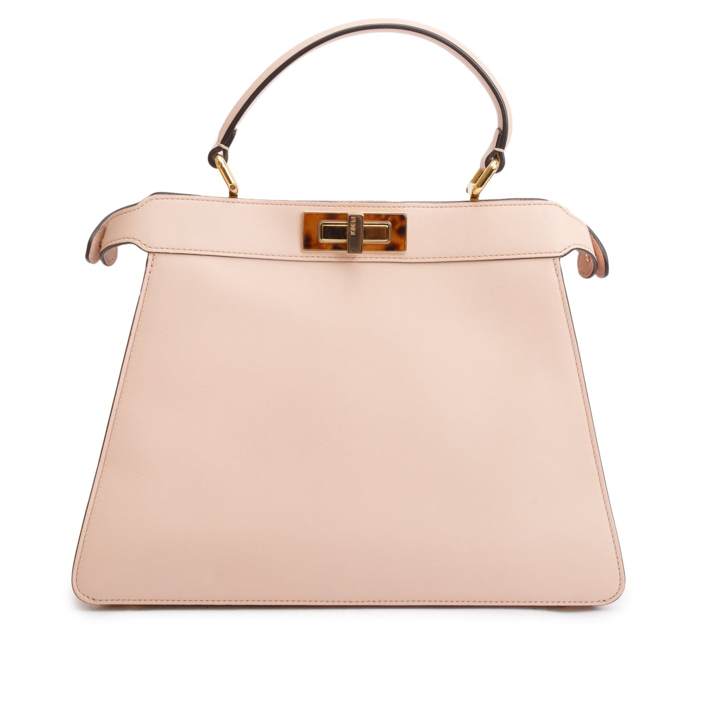 Fendi 2022 Pink Calfskin Leather Medium Peekaboo Bag with Tortoise Detail
