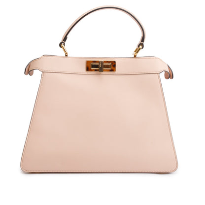 Fendi 2022 Pink Calfskin Leather Medium Peekaboo Bag with Tortoise Detail