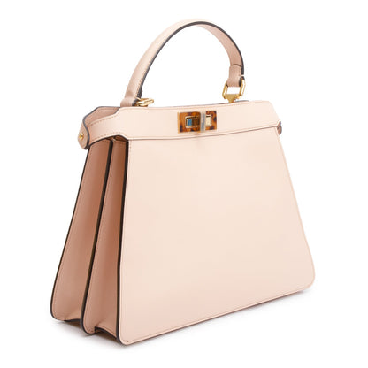 Fendi 2022 Pink Calfskin Leather Medium Peekaboo Bag with Tortoise Detail