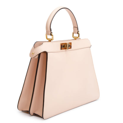 Fendi 2022 Pink Calfskin Leather Medium Peekaboo Bag with Tortoise Detail