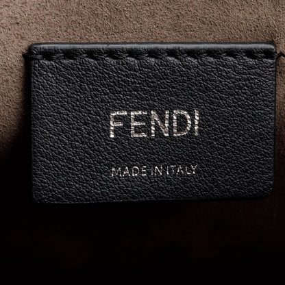 Fendi Beige Calfskin Leather FF Zucca Velvet Medium F is Fendi Kan I Shoulder Bag