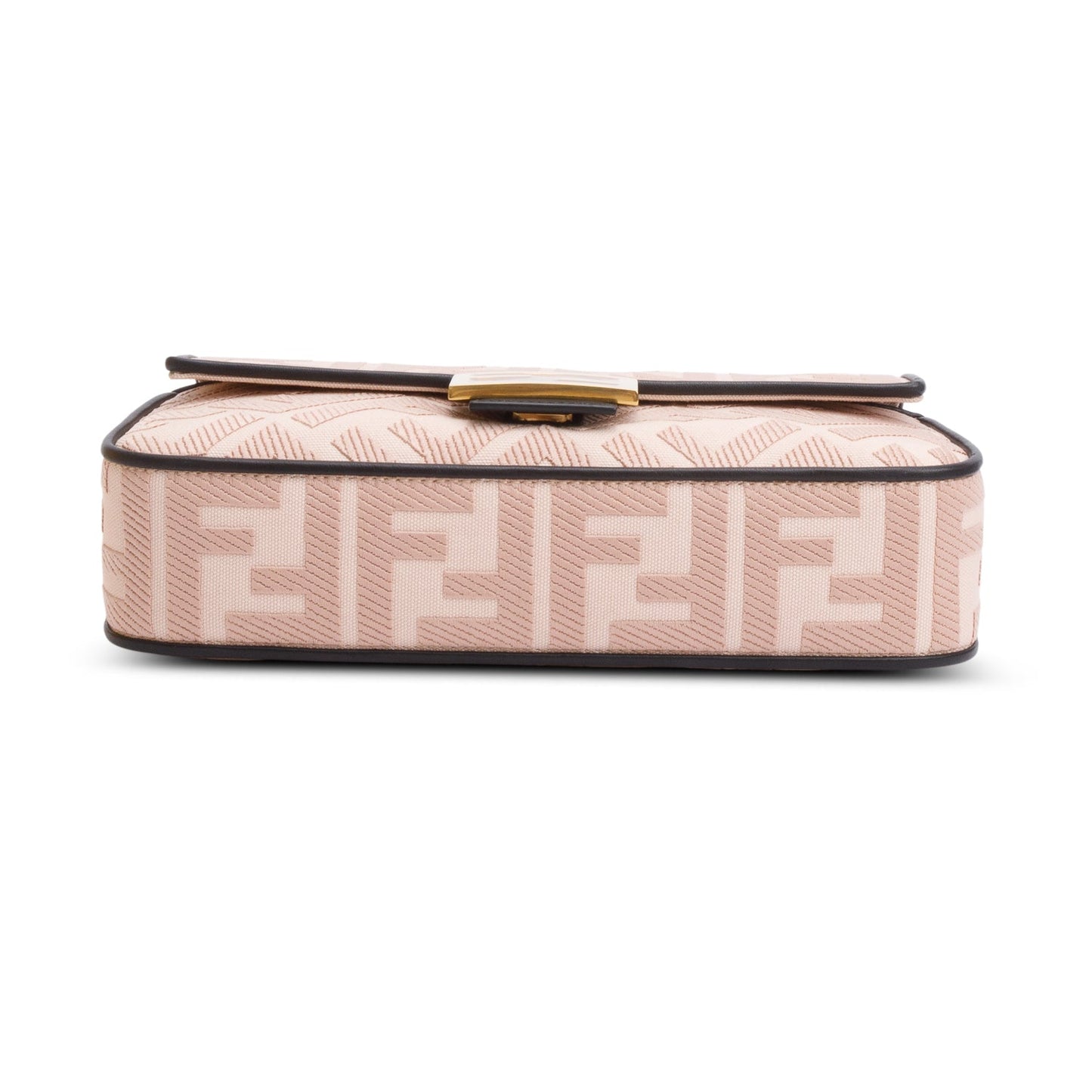 Fendi 2020 Pink FF Embroidered Canvas Baguette Shoulder Bag