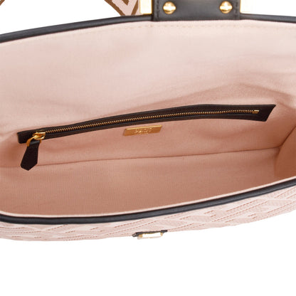 Fendi 2020 Pink FF Embroidered Canvas Baguette Shoulder Bag