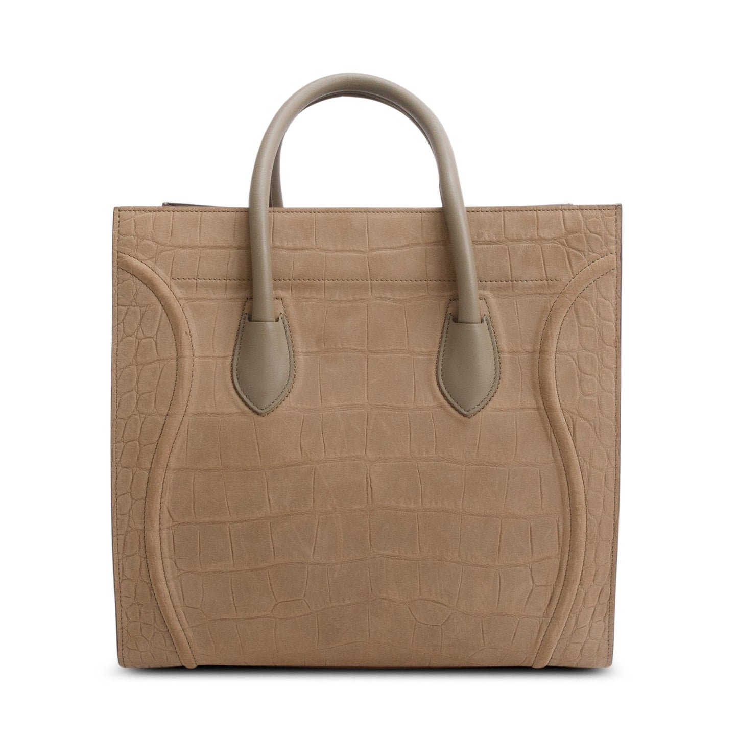 Celine Taupe Croc Embossed Suede Medium Phantom Luggage Tote