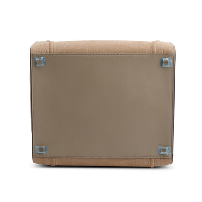 Celine Taupe Croc Embossed Suede Medium Phantom Luggage Tote