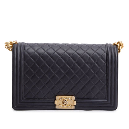 Chanel Black Quilted Lambskin Leather Large Boy Bag