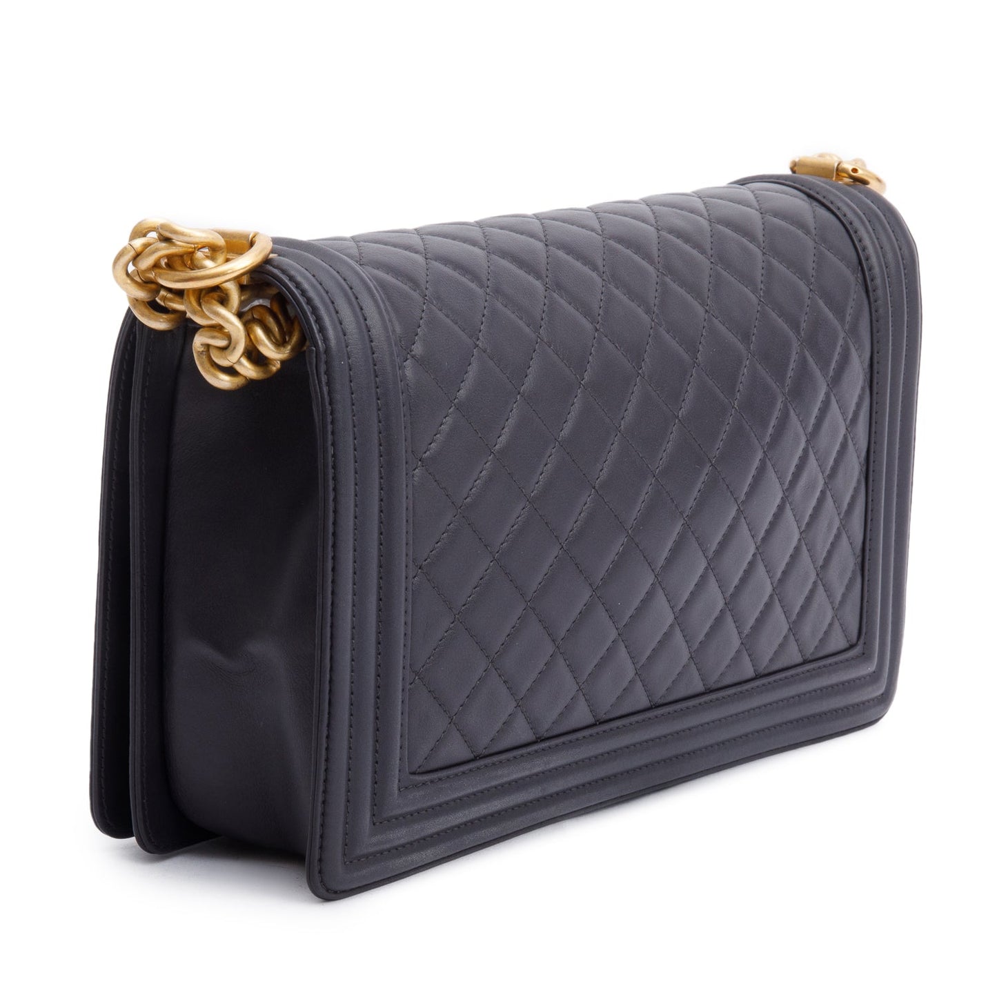 Chanel Black Quilted Lambskin Leather Large Boy Bag