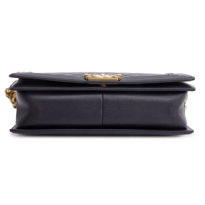 Chanel Black Quilted Lambskin Leather Large Boy Bag