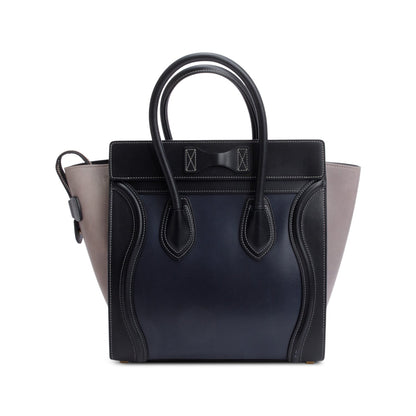 Celine Black & Grey Bi-color Calfskin Leather Micro Luggage Tote