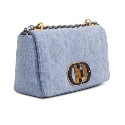 Christian Dior 2022 Blue Macrocannage Denim Medium Dior Caro Bag