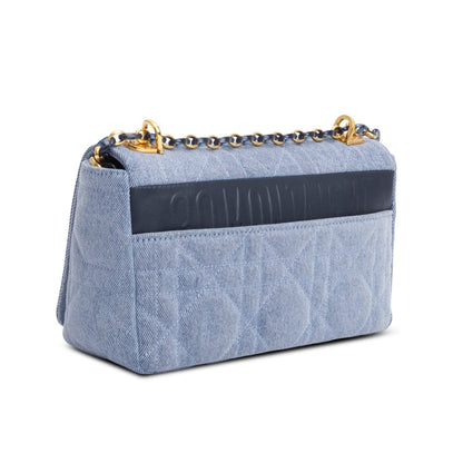 Christian Dior 2022 Blue Macrocannage Denim Medium Dior Caro Bag