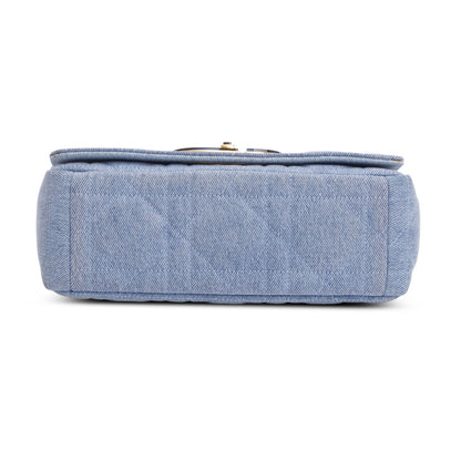 Christian Dior 2022 Blue Macrocannage Denim Medium Dior Caro Bag