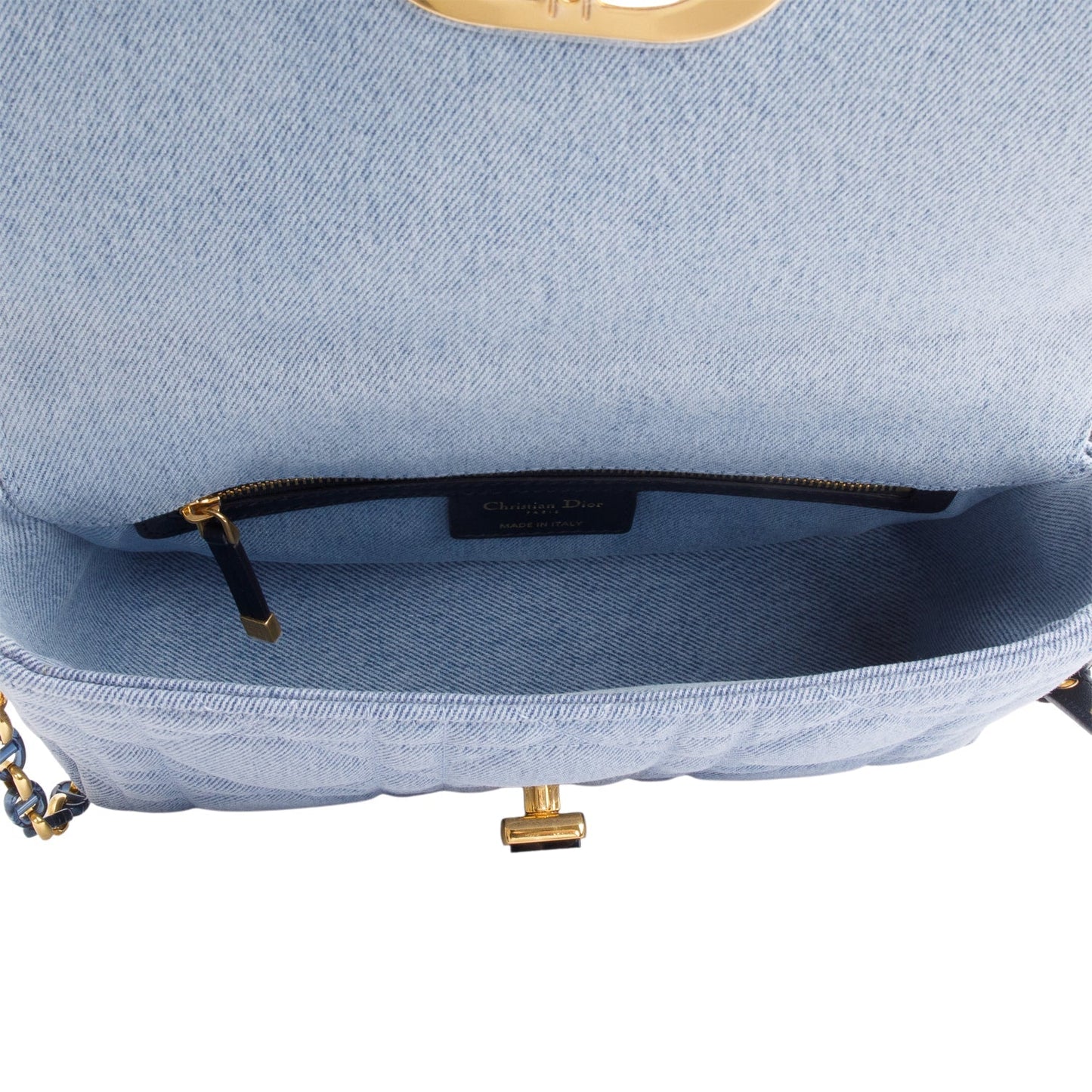Christian Dior 2022 Blue Macrocannage Denim Medium Dior Caro Bag