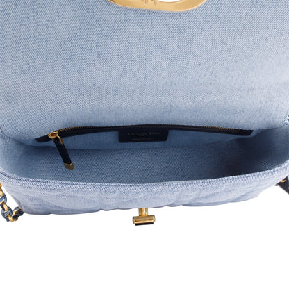 Christian Dior 2022 Blue Macrocannage Denim Medium Dior Caro Bag