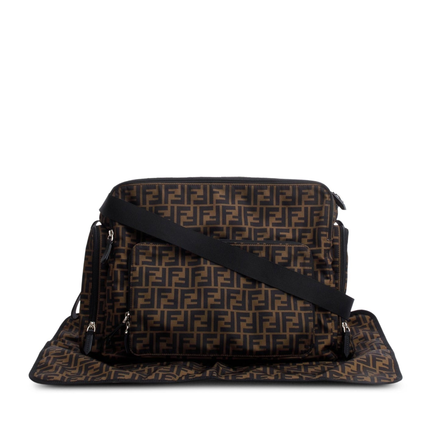 Fendi Brown FF Zucca Logo Nylon Changing Diaper Bag