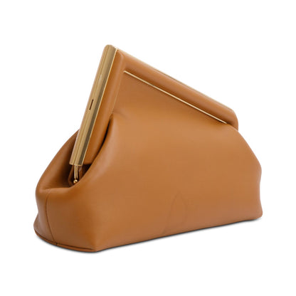 Fendi Brown Nappa Leather Small Fendi First Bag