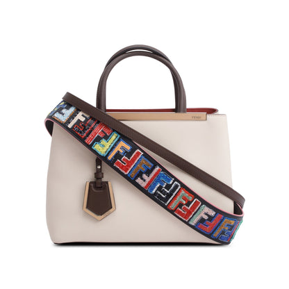 Fendi Creme Vitello Elite Leather Petite 2Jours Tote