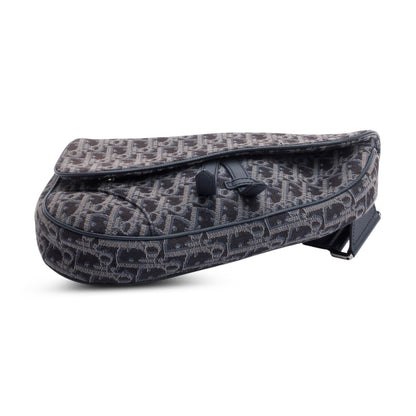 Christian Dior Black Oblique Jacquard Saddle Bag