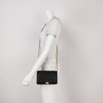 Chanel Wallet on Chain Boy Flap Black Lambskin Leather Gold Hardware