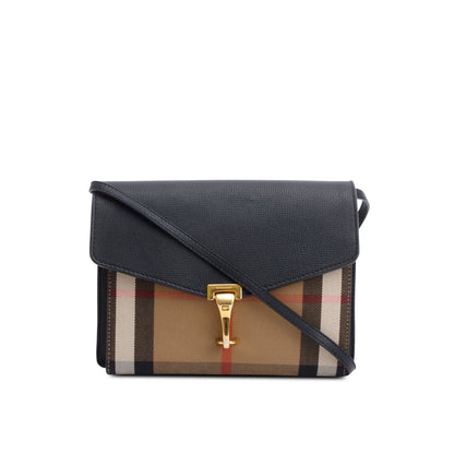 Burberry Black Calfskin House Check Macken Crossbody Bag