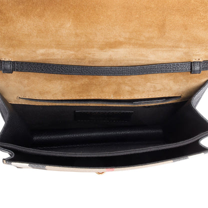 Burberry Black Calfskin House Check Macken Crossbody Bag