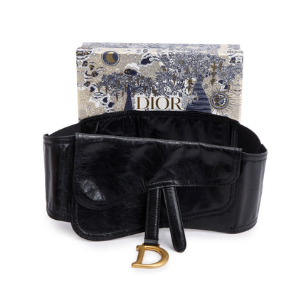 Christian Dior Black Calf Leather Saddle Waist Belt
