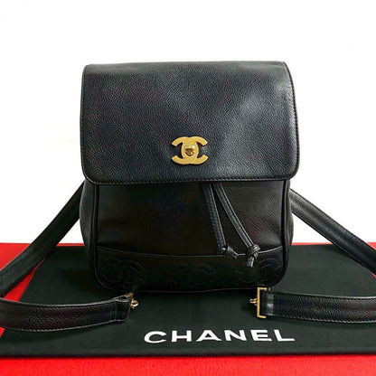 CHANEL Backpack Matt caviar skin black Trip Luco co Women