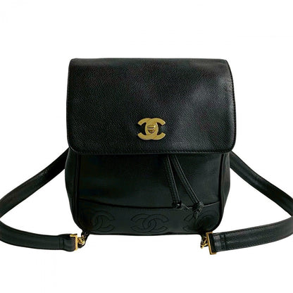 CHANEL Backpack Matt caviar skin black Trip Luco co Women