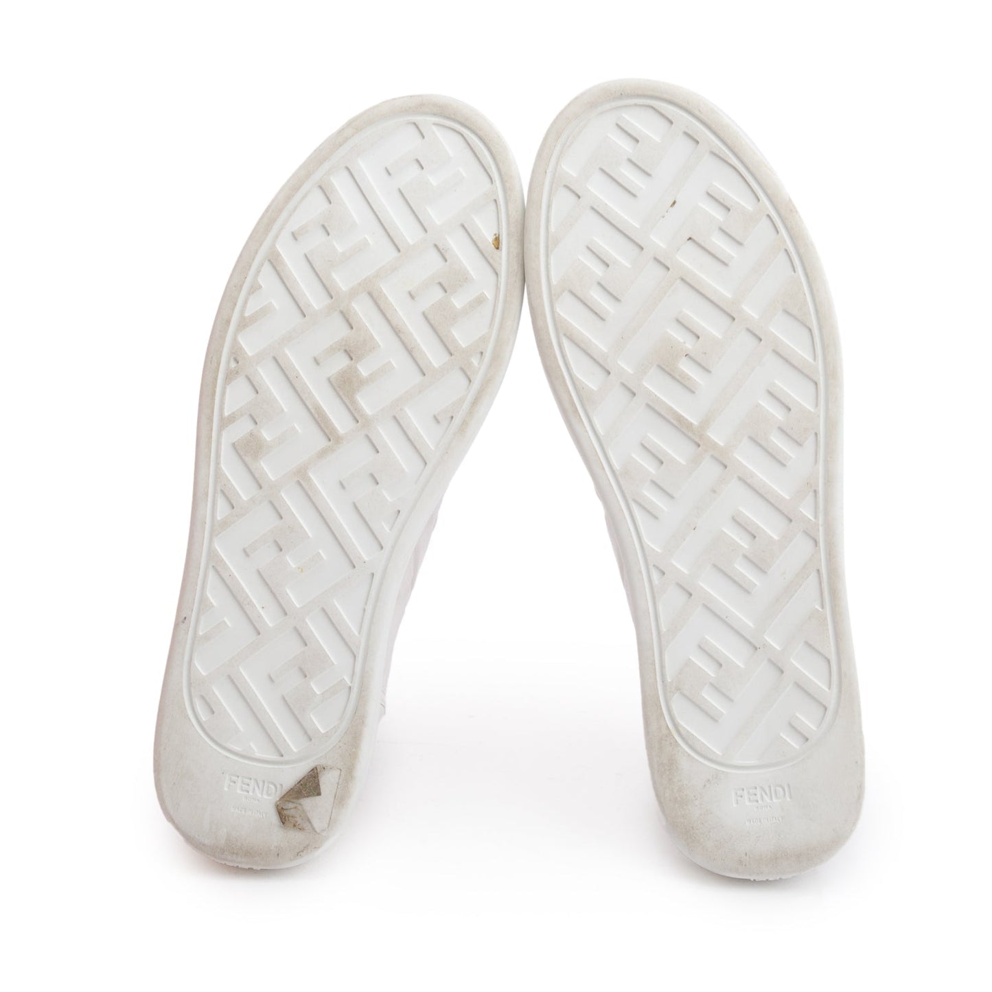 Fendi White FF Embossed Nappa Leather Sneakers, Size 39