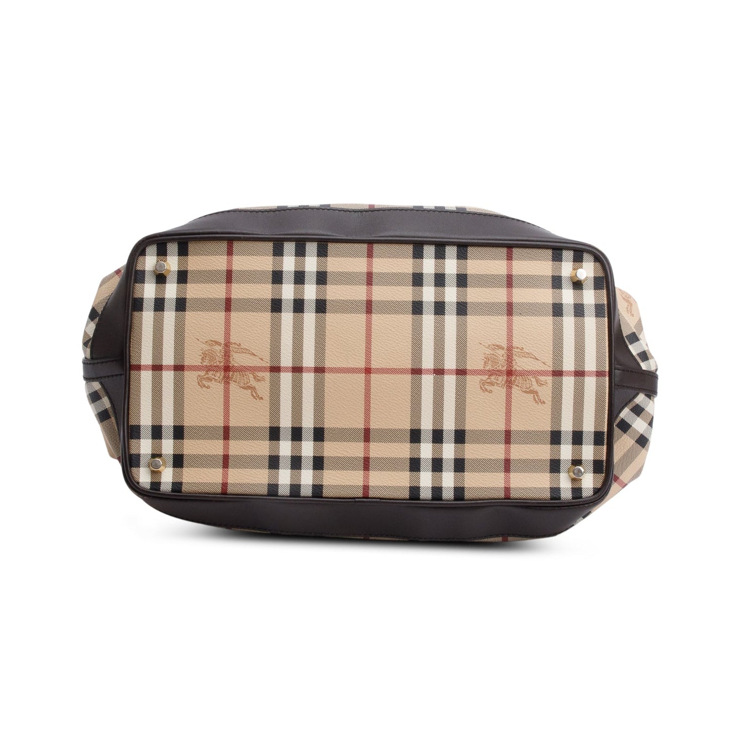 Burberry House Check Brown Leather Trim Medium Golderton Tote
