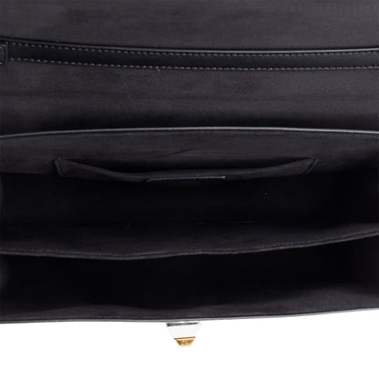 Fendi Black Calfskin Leather Faux Pearl Medium Kan I Scallop Handle Bag
