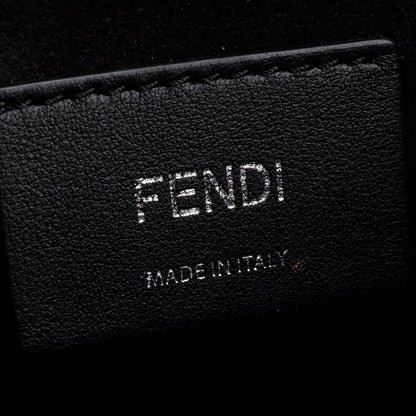 Fendi Black Calfskin Leather Faux Pearl Medium Kan I Scallop Handle Bag
