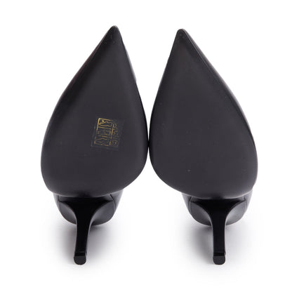 Burberry Black Leather TB Pumps, Size 38