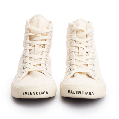 Balenciaga Neutral Canvas Paris Hight-Top Sneakers, Size 37