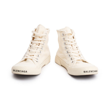 Balenciaga Neutral Canvas Paris Hight-Top Sneakers, Size 37