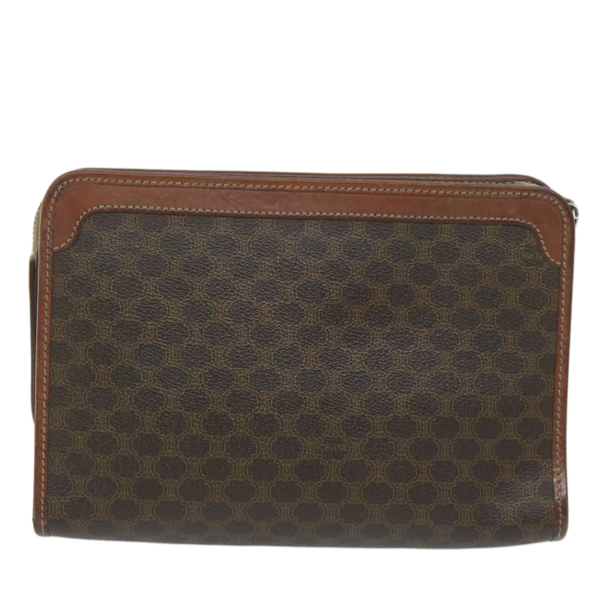 Luxury CELINE Macadam Canvas Clutch Bag PVC Brown  61680