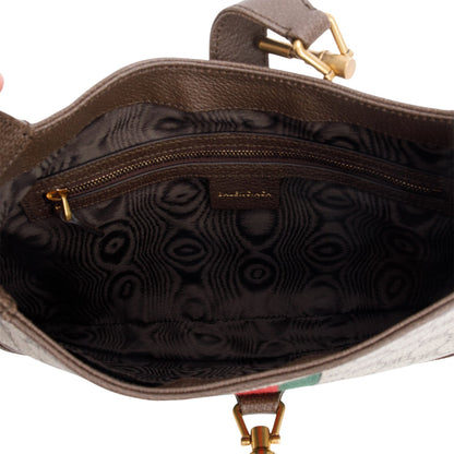 Gucci X Balenciaga BB Supreme Canvas & Brown Calfskin Leather Web Small Jackie 1961 Hobo