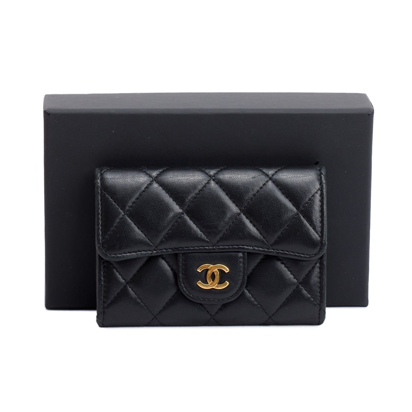 Chanel Black Quilted Lambskin Leather Classic Flap Card Holder