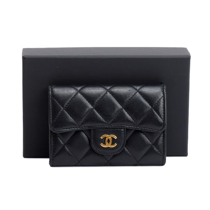 Chanel Black Quilted Lambskin Leather Classic Flap Card Holder